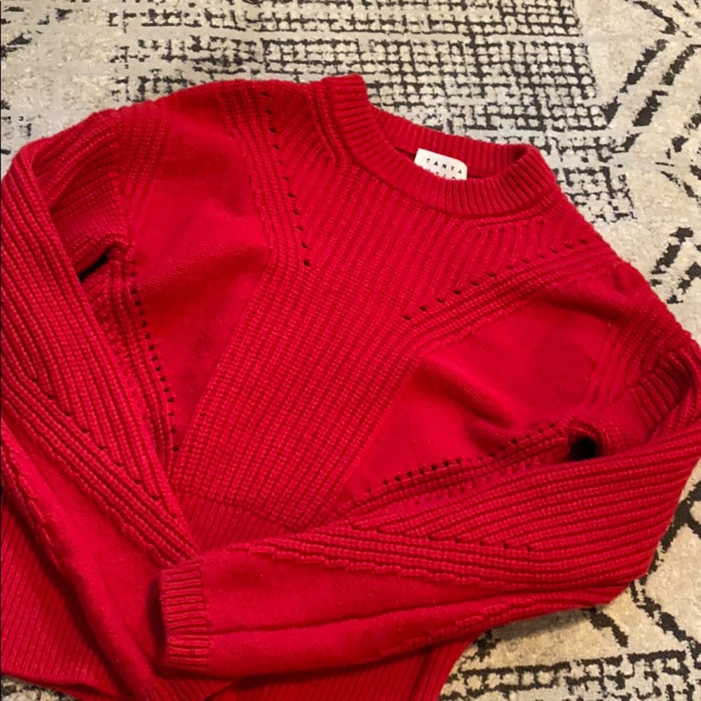 Tanya taylor red knit sweater